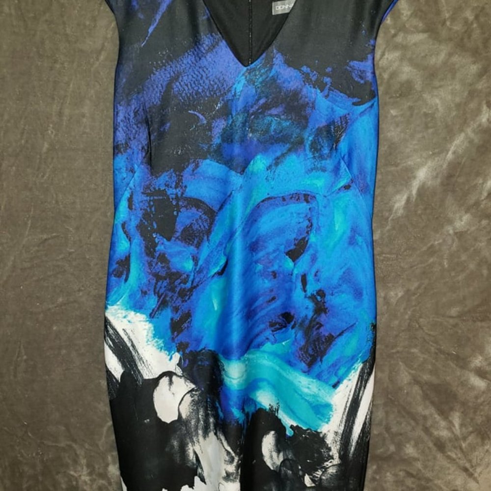 Donna Ricco New York Black/Blue Multi Dress  Size 16